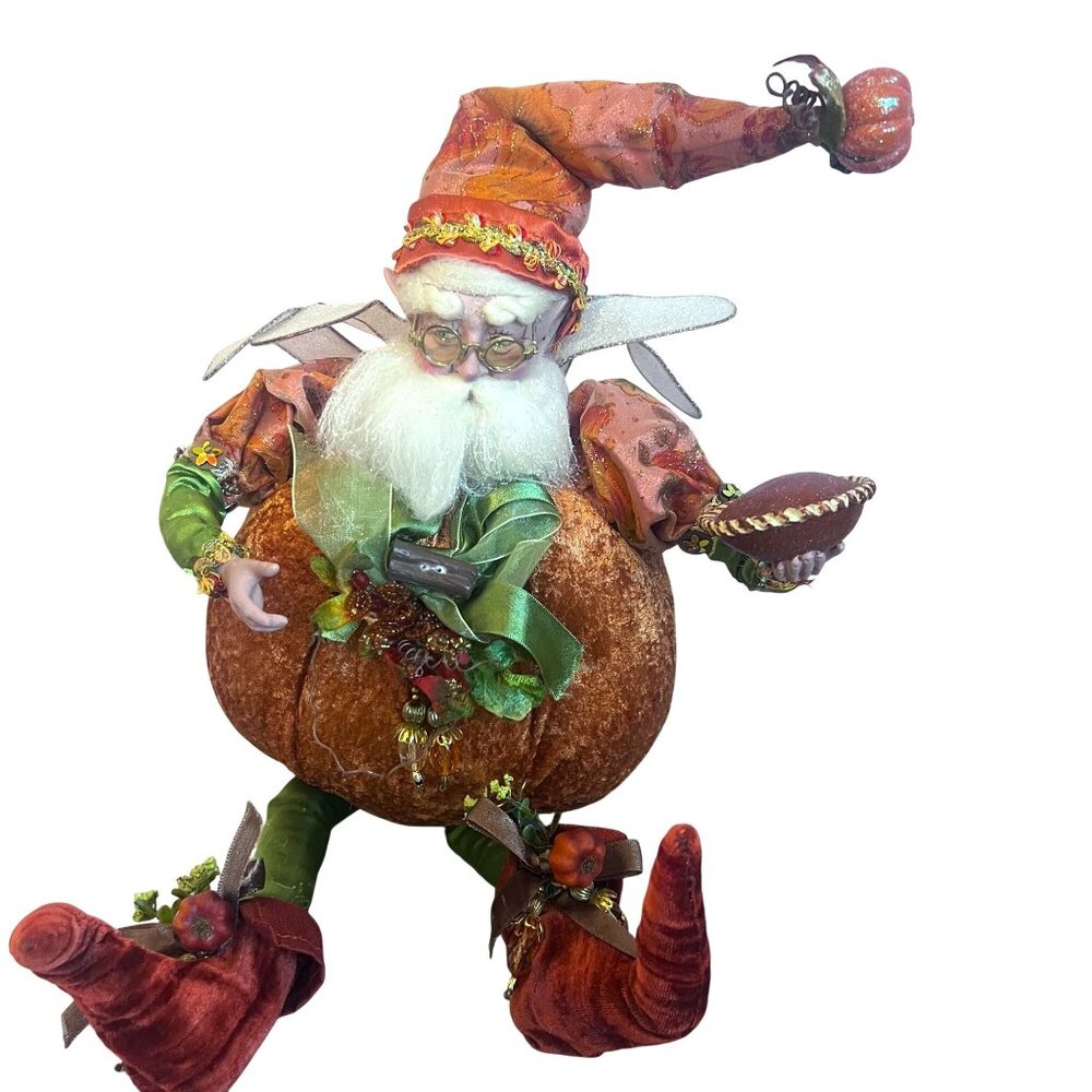 Mark Roberts Fairy Elf Pumpkin Velvet Glitter Bling Collectible Holidaycore